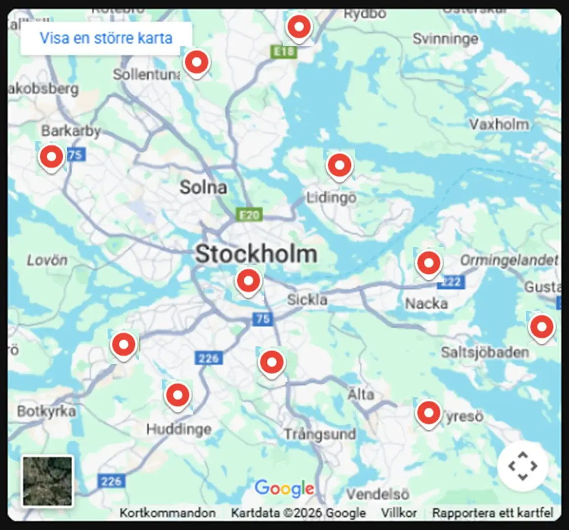 Storstockholm - vårt verksamhetsområde